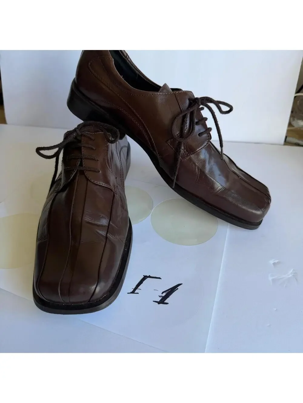 Giorgio Brutini Men's Brown Leather Square‎ Toe Lace-Up Dress Shoes Size 9M